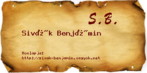 Sivák Benjámin névjegykártya